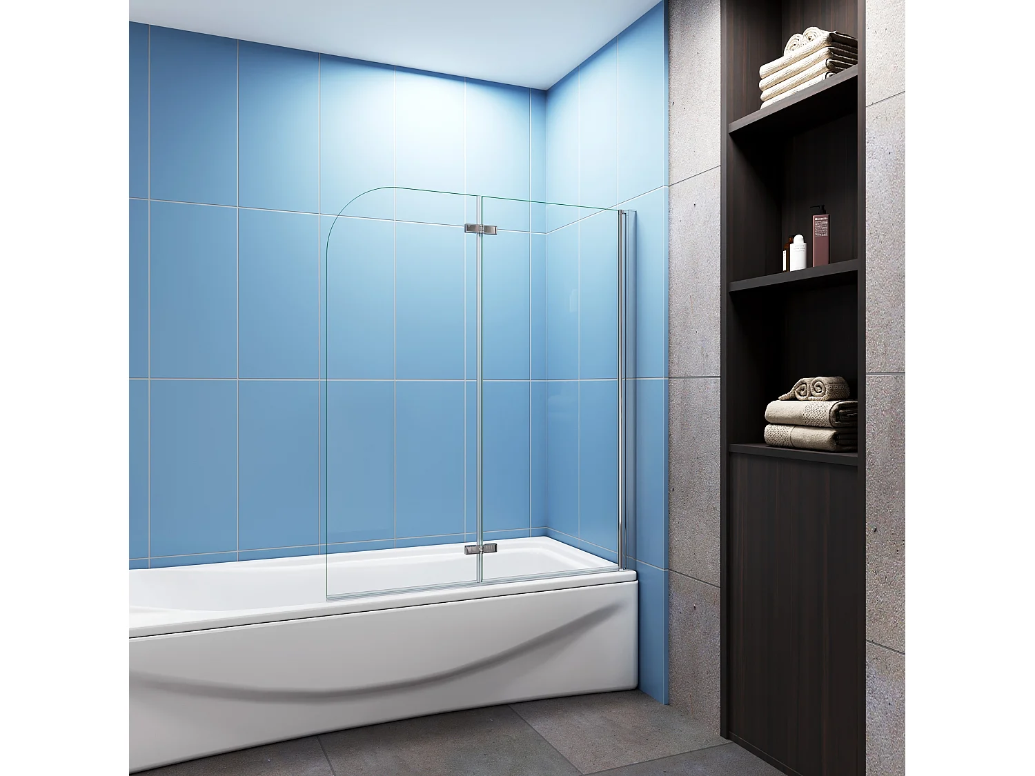 90x140cm Badscherm badwand 2 panelen vouwbaar,6mm NANO helder ESG-veiligheidsglas,profiel van glanzend chroom