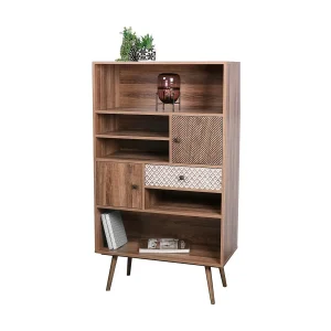 ALTA boekenkast in lichte eikenkleur met 2 deuren en 1 lade – Scandinavisch design en praktische opbergruimte