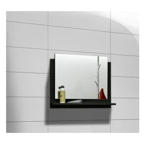 Spiegel badkamer RAVEN – 60×50 cm – Mat zwart en glanzend Spiegel badkamer RAVEN – 60×50 cm – Mat zwart en glanzend