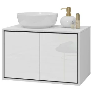 Meubel onder wastafel voor de badkamer 80cm met 2 deuren collectie GOBI kleur wit en zwart. Meubel onder wastafel voor de badkamer 80cm met 2 deuren collectie GOBI kleur wit en zwart.