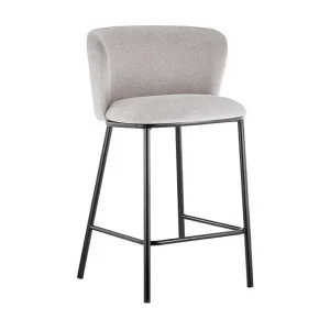 'Arthus' toonbankstoel Beige stof, afmetingen: H88,5 x B53 x D50,5 cm