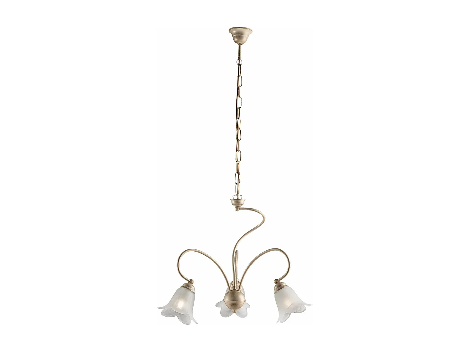 Lustre Alice ivoire, déco or antique, verre albâtre d.14, 3 lumières d.50 cm, idéal salle à manger vintage