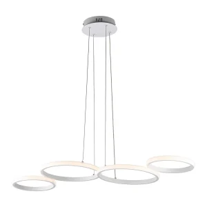 Suspension LED Atena métal blanc, télécommande incluse, LED CCT intégrée, câbles réglables, design minimaliste Suspension LED Atena métal blanc, télécommande incluse, LED CCT intégrée, câbles réglables, design minimaliste