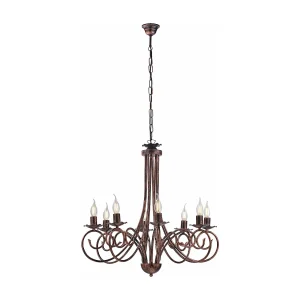 Alma Lustre en fer laqué noir décor cuivre antique 8 lumières 128 d.67 BL130-8-NR