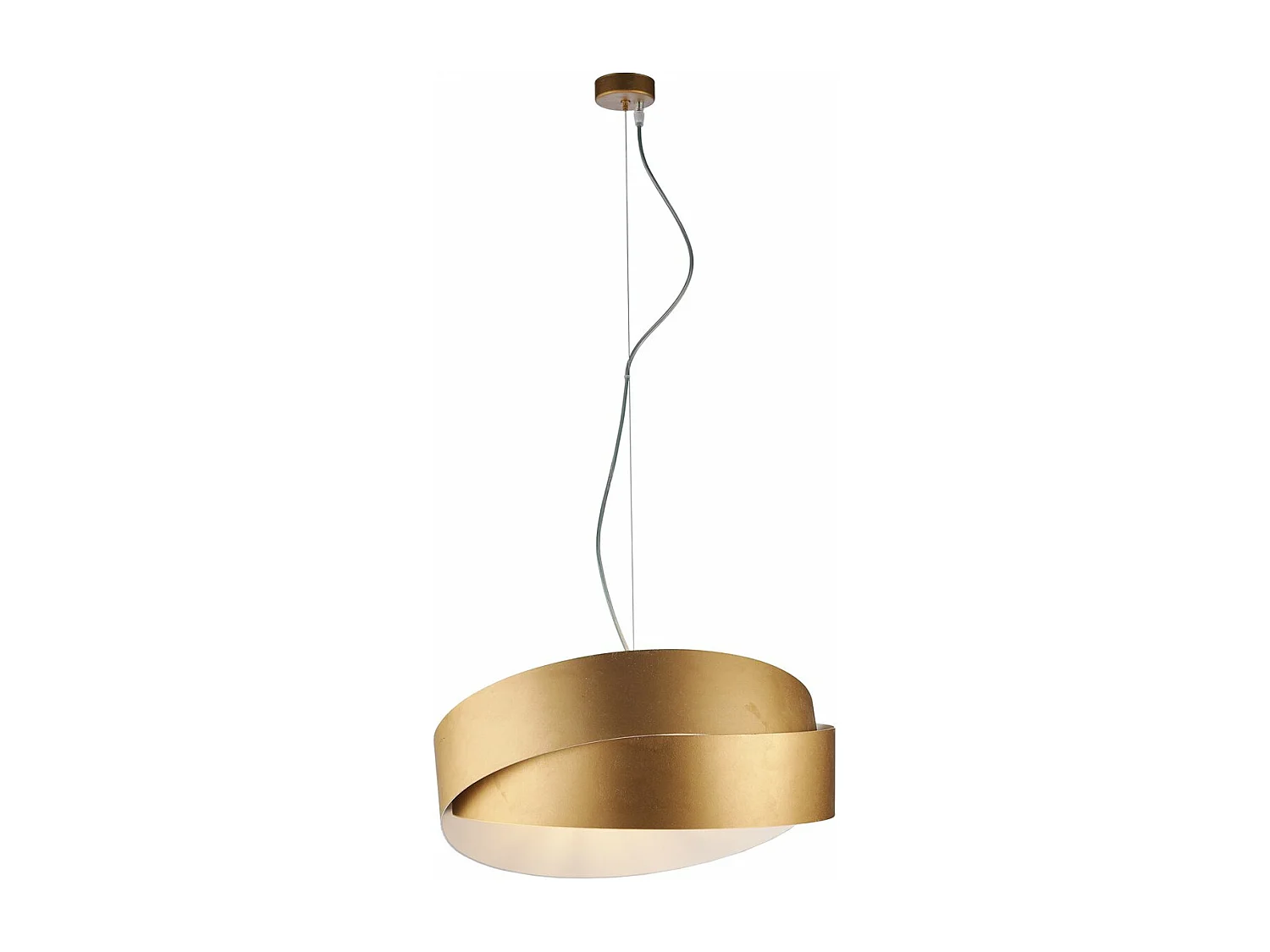 Astro Suspension en fer laqué blanc décor or antique et câble en acier réglable 2 lumières 122 d.46 BL207-2-BOR