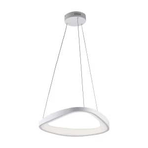 Suspension Anna triangulaire en métal blanc, LED intégrée, câbles orientables d.50 cm, style géométrique moderne Suspension Anna triangulaire en métal blanc, LED intégrée, câbles orientables d.50 cm, style géométrique moderne