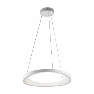 Suspension Anna métal blanc, LED intégrée, câbles réglables d.50 cm, design circulaire moderne pour salon Suspension Anna métal blanc, LED intégrée, câbles réglables d.50 cm, design circulaire moderne pour salon