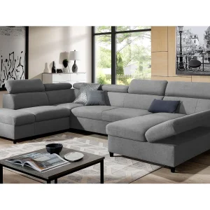 AX LIVING U-bank met slaapfunctie Olettio grijs 342 cm L AX LIVING U-bank met slaapfunctie Olettio grijs 342 cm L