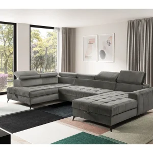 AX LIVING U-hoekbank met slaapfunctie Arkucio 345 cm grijs R AX LIVING U-hoekbank met slaapfunctie Arkucio 345 cm grijs R