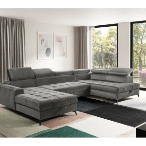 AX LIVING U-hoekbank met slaapfunctie Arkucio 345 cm grijs L AX LIVING U-hoekbank met slaapfunctie Arkucio 345 cm grijs L