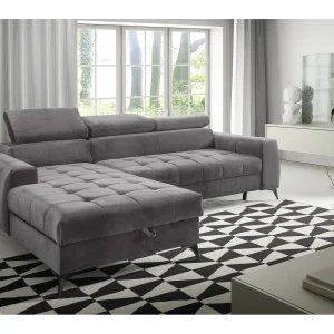 AX LIVING hoekbank met slaapfunctie Arkucio Mini 260 cm grijs L AX LIVING hoekbank met slaapfunctie Arkucio Mini 260 cm grijs L