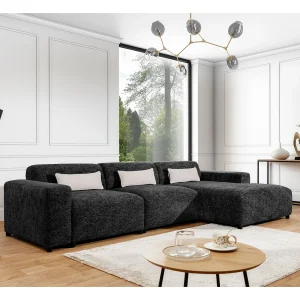 AX LIVING hoekbank Jughlio zwart L-vorm 331 cm R