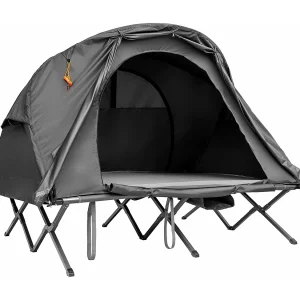2-Persoons Kampeerbedje tent, 4-in-1 opvouwbaar tentbed, zelfopblazende matras en draagtas, draagbare verhoogde tent voor buitengebruik (Grijs)ZB32374 2-Persoons Kampeerbedje tent, 4-in-1 opvouwbaar tentbed, zelfopblazende matras en draagtas, draagbare verhoogde tent voor buitengebruik (Grijs)ZB32374