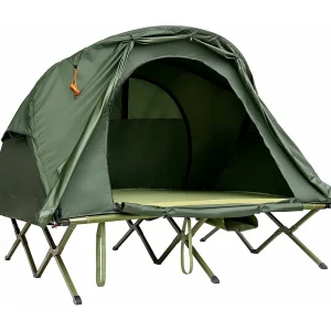 2-Persoons Kampeerbedje tent, 4-in-1 opvouwbaar tentbed met buitenhoes, draagbare verhoogde tent voor schoenen en lamphaak voor buitengebruik (Groen)ZB32374 2-Persoons Kampeerbedje tent, 4-in-1 opvouwbaar tentbed met buitenhoes, draagbare verhoogde tent voor schoenen en lamphaak voor buitengebruik (Groen)ZB32374