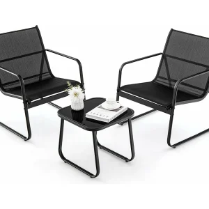 3-delige tuinmeubelset, balkonset met 2 stoelen en tafel, balkonmeubels, terrasmeubels, tuingarnituur, zitgroep voor terras, balkon, tuin (zwart) ZB34446 3-delige tuinmeubelset, balkonset met 2 stoelen en tafel, balkonmeubels, terrasmeubels, tuingarnituur, zitgroep voor terras, balkon, tuin (zwart) ZB34446