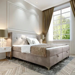 AX LIVING boxspringbed Salvio 160×200 crème met opbergruimte AX LIVING boxspringbed Salvio 160×200 crème met opbergruimte