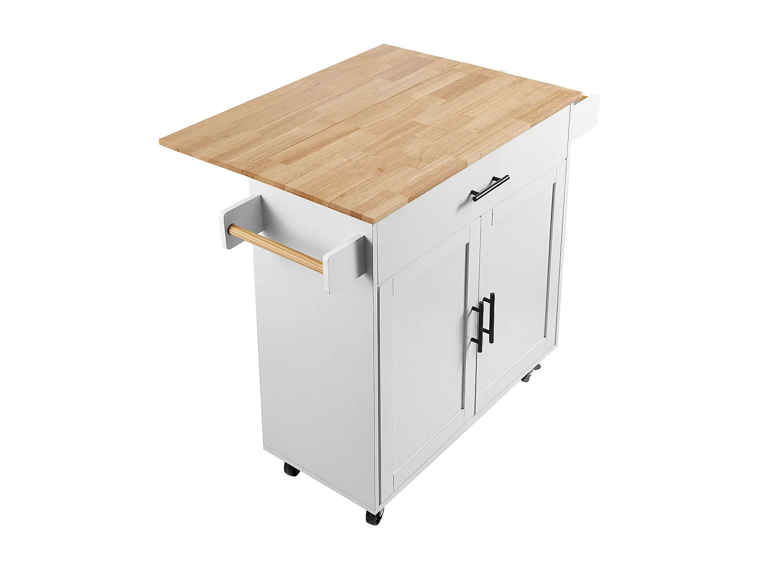 89,9 cm Keukeneilandwagen, Opbergkast met Lade en Standaard, Wit