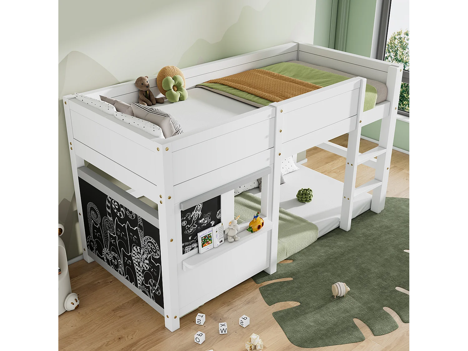 Stapelbed – 2 x 90 x 200 cm – grenen – lattenbodem – wit