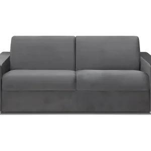4-zits slaapbank van fluweel CALITO – Antraciet – Slaapafm. 160 cm – matras 14 cm