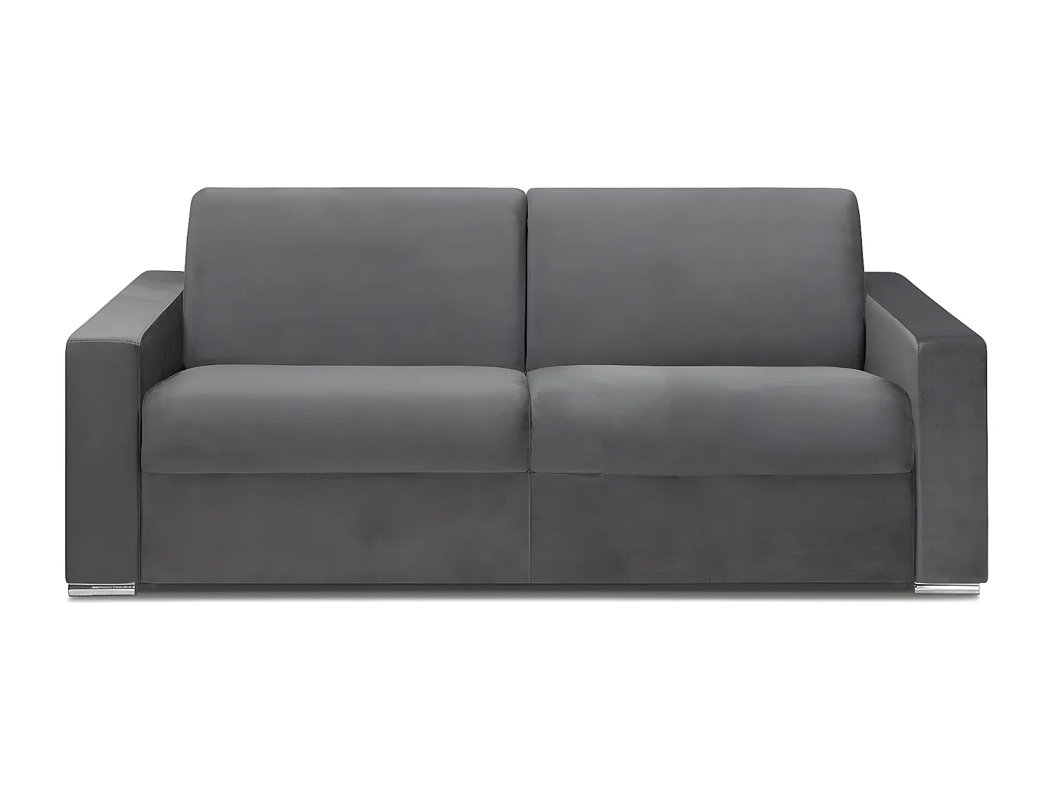 4-zits slaapbank van fluweel CALITO - Antraciet - Slaapafm. 160 cm - Matras 22 cm