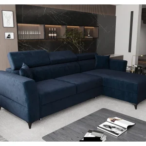 AX LIVING Hoekbank Ribella 265 cm – marineblauw met slaapfunctie R AX LIVING Hoekbank Ribella 265 cm – marineblauw met slaapfunctie R
