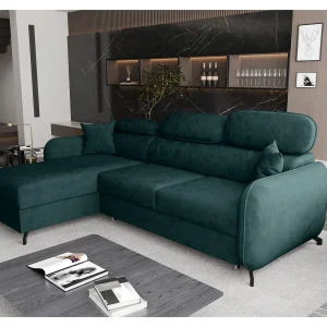 AX LIVING Hoekbank L vorm Ribella 265cm in Azurblauw met Bedfunctie L AX LIVING Hoekbank L vorm Ribella 265cm in Azurblauw met Bedfunctie L