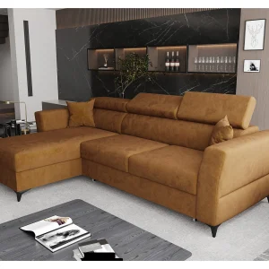 AX LIVING Hoekbank Ribella L 265 cm – amber met slaapfunctie L AX LIVING Hoekbank Ribella L 265 cm – amber met slaapfunctie L