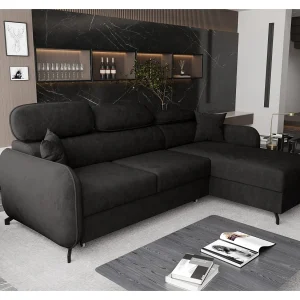 AX LIVING Hoekbank L vorm Ribella 265 cm in Grafiet met Bedfunctie R AX LIVING Hoekbank L vorm Ribella 265 cm in Grafiet met Bedfunctie R