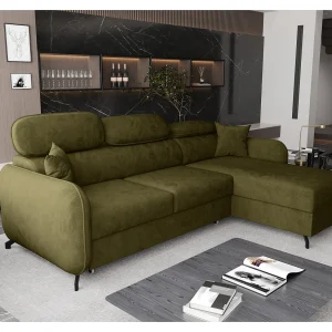 AX LIVING Hoekbank L vorm Ribella 265cm in Olijfgroen Bedfunctie R AX LIVING Hoekbank L vorm Ribella 265cm in Olijfgroen Bedfunctie R