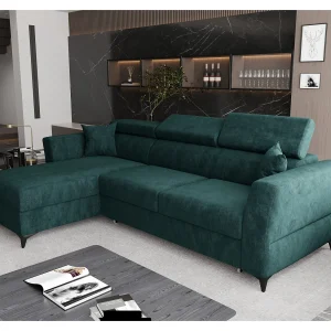 AX LIVING Hoekbank Ribella 265 cm – azuurblauw met slaapfunctie L AX LIVING Hoekbank Ribella 265 cm – azuurblauw met slaapfunctie L