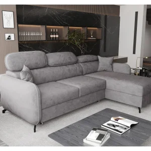 AX LIVING Hoekbank L vorm Ribella 265 cm in Grijs met Bedfunctie R AX LIVING Hoekbank L vorm Ribella 265 cm in Grijs met Bedfunctie R