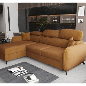 AX LIVING Hoekbank L vorm Ribella 265 cm in Amber met Slaapfunctie L AX LIVING Hoekbank L vorm Ribella 265 cm in Amber met Slaapfunctie L