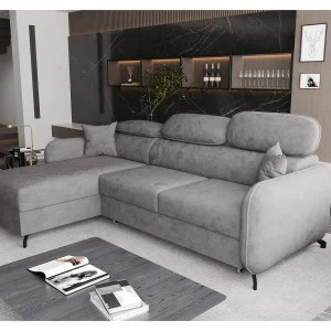 AX LIVING Hoekbank L vorm Ribella 265 cm in Grijs met Bedfunctie L AX LIVING Hoekbank L vorm Ribella 265 cm in Grijs met Bedfunctie L