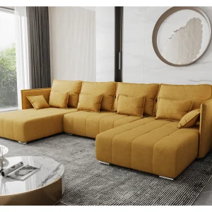 AX LIVING u vorm bank Florinna 345 cm – geel met bedfunctie AX LIVING u vorm bank Florinna 345 cm – geel met bedfunctie