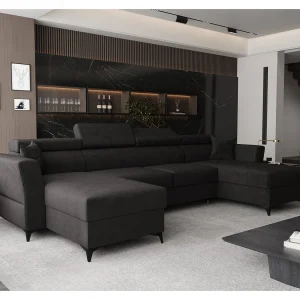 AX LIVING Hoekbank U vorm Ribella 345 cm – grafiet met slaapfunctie AX LIVING Hoekbank U vorm Ribella 345 cm – grafiet met slaapfunctie