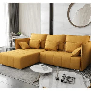 AX LIVING Florinna L gele kleine hoekbank – 248 cm met slaapfunctie AX LIVING Florinna L gele kleine hoekbank – 248 cm met slaapfunctie