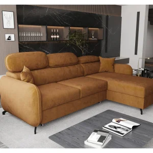 AX LIVING Hoekbank L vorm Ribella 265 cm in Amber met Slaapfunctie R AX LIVING Hoekbank L vorm Ribella 265 cm in Amber met Slaapfunctie R