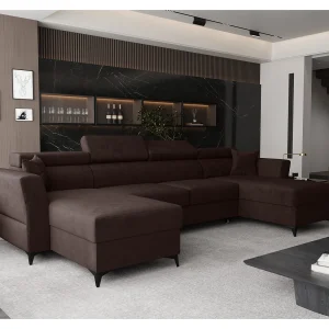 AX LIVING Hoekbank U vorm Ribella 345 cm – chocolade met slaapfunctie AX LIVING Hoekbank U vorm Ribella 345 cm – chocolade met slaapfunctie