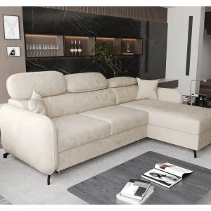 AX LIVING Hoekbank L vorm Ribella 265 cm in Beige met Slaapfunctie R AX LIVING Hoekbank L vorm Ribella 265 cm in Beige met Slaapfunctie R