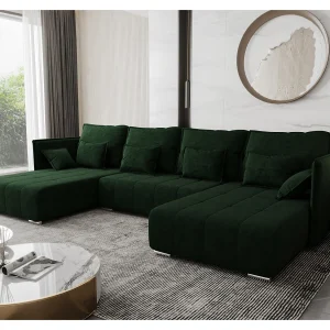 AX LIVING u vorm bank Florinna 345 cm – groen met slaapfunctie AX LIVING u vorm bank Florinna 345 cm – groen met slaapfunctie