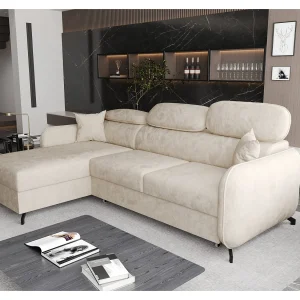 AX LIVING Hoekbank L vorm Ribella 265 cm in Beige met Slaapfunctie L AX LIVING Hoekbank L vorm Ribella 265 cm in Beige met Slaapfunctie L