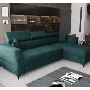 AX LIVING Hoekbank Ribella 265 cm – azuurblauw met slaapfunctie R AX LIVING Hoekbank Ribella 265 cm – azuurblauw met slaapfunctie R