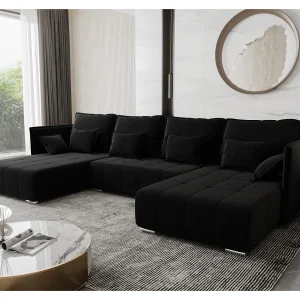AX LIVING u vorm bank Florinna 345 cm – zwart met slaapfunctie AX LIVING u vorm bank Florinna 345 cm – zwart met slaapfunctie