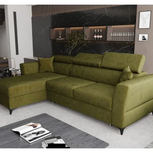 AX LIVING Hoekbank Ribella 265 cm – olijfgroen met slaapfunctie L AX LIVING Hoekbank Ribella 265 cm – olijfgroen met slaapfunctie L