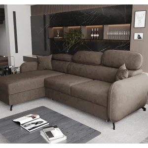 AX LIVING Hoekbank L vorm Ribella 265 cm in Bruin met Slaapfunctie L AX LIVING Hoekbank L vorm Ribella 265 cm in Bruin met Slaapfunctie L