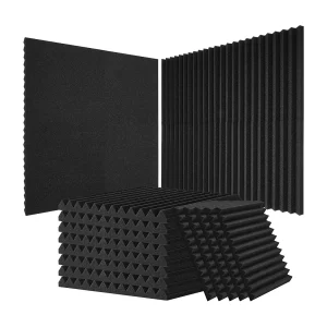 Partij van 80 akoestische schuimpanelen SucceBuy, 30.48 x 30.48 x 2.54 cm, voor Muren Plafonds van Studio, Huis, Kantoor, Zwart Partij van 80 akoestische schuimpanelen SucceBuy, 30.48 x 30.48 x 2.54 cm, voor Muren Plafonds van Studio, Huis, Kantoor, Zwart