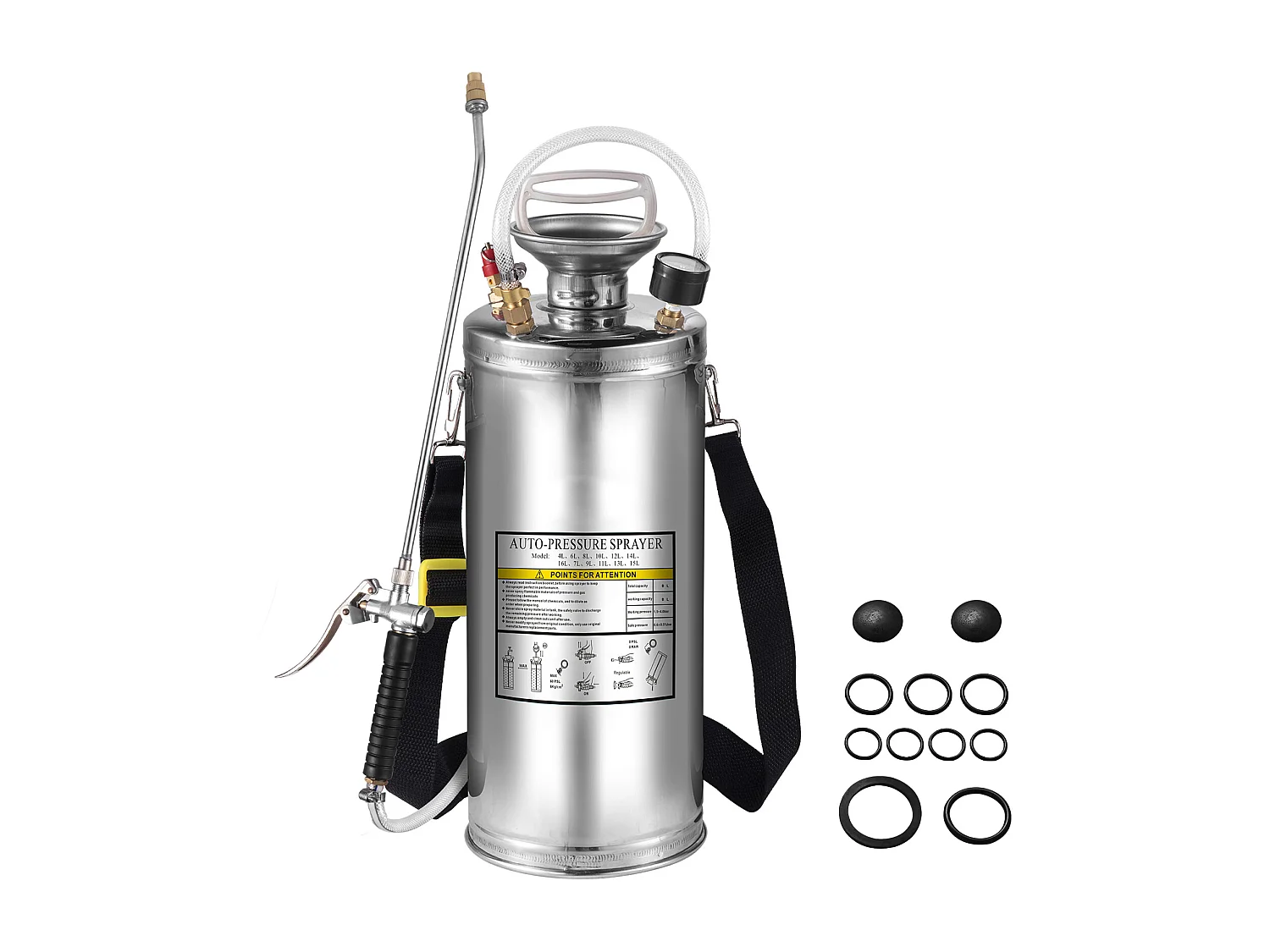 2 Gallon Heavy Duty Handverstuiver SucceBuy , Roestvrij Staal, Zilver
