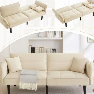 Bank 2 in 1 verstelbaar – 2-zits – Fluweel – Beige