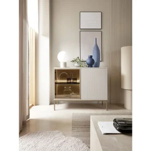 2-deurs dressoir met LED – 104 cm – grijs – TOSENA 2-deurs dressoir met LED – 104 cm – grijs – TOSENA
