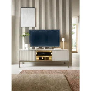 3-deurs tv-meubel met LED – 154 cm – grijs – TOSENA